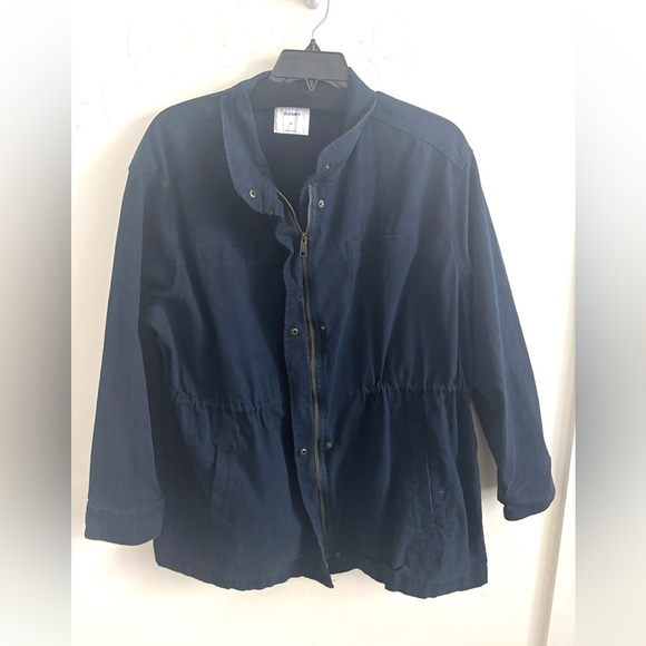 Old Navy Twill Field Jacket Womens XXL Cargo Navy Blue 100% Cotton Utility Chore - Picture 1 of 6